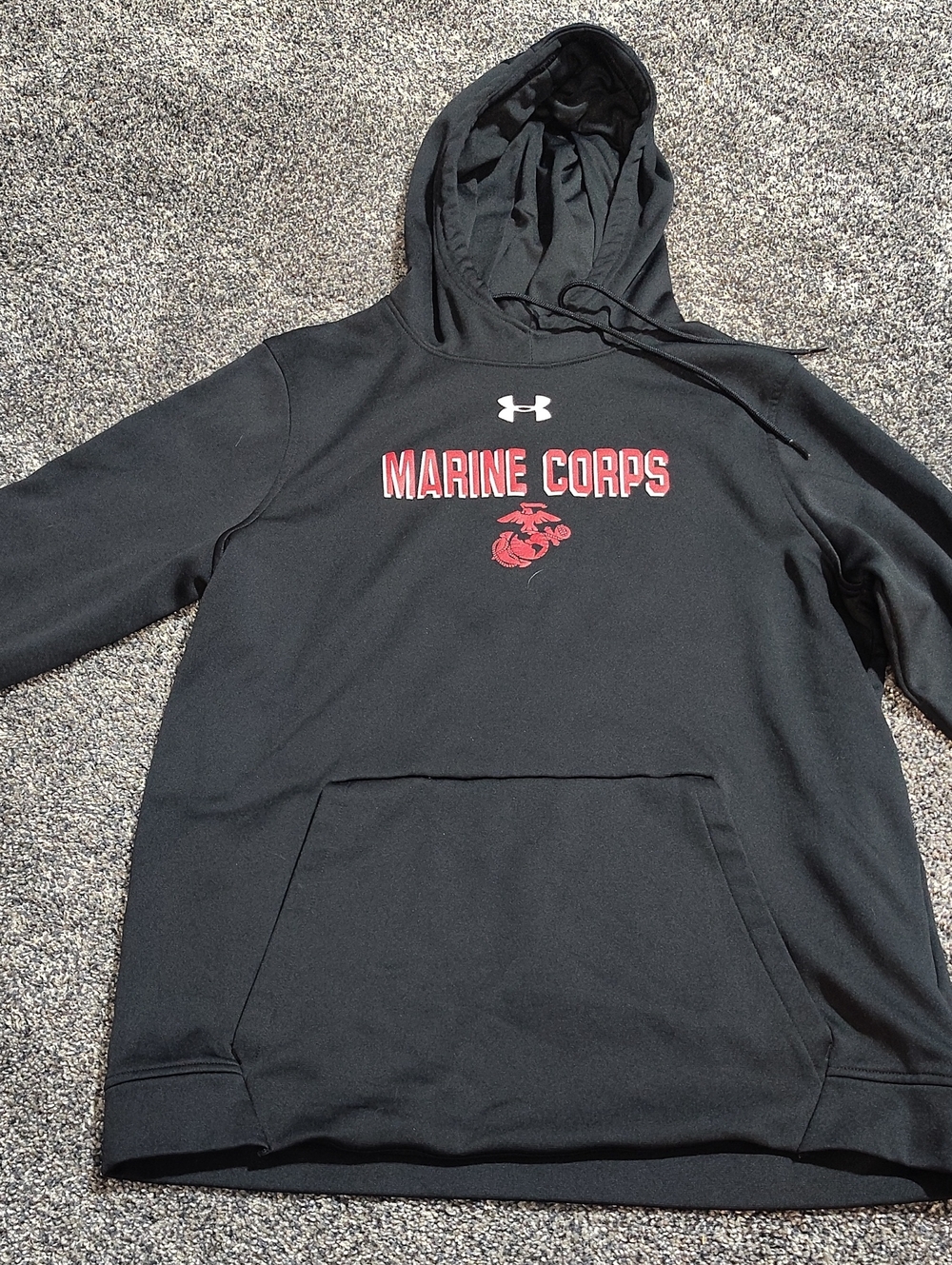 Under Armour Black Crewneck Hoodie with Red Marine Corps Logo